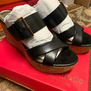 Kate Spade Talula Cork Wedge Black 9.5